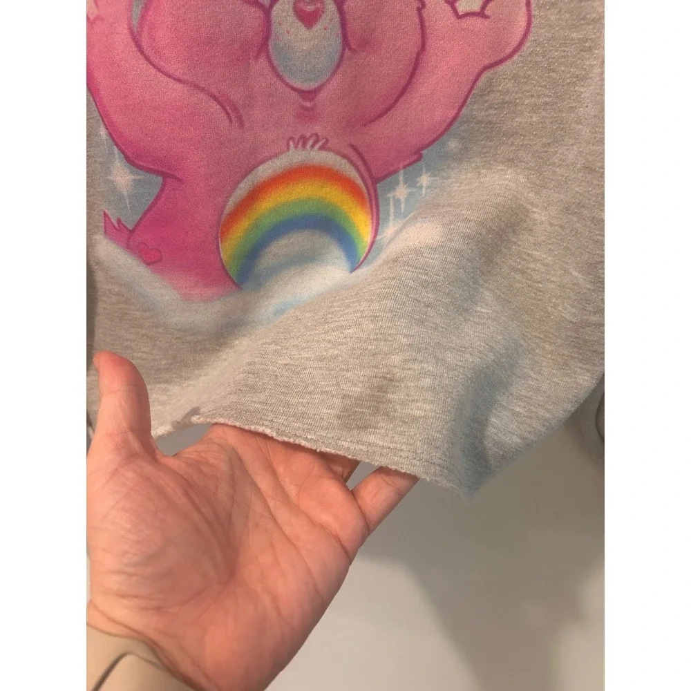 Care Bears‎ Cheer Bear Graphic Cropped Sweatshirt Heather Grey Kids Pullover